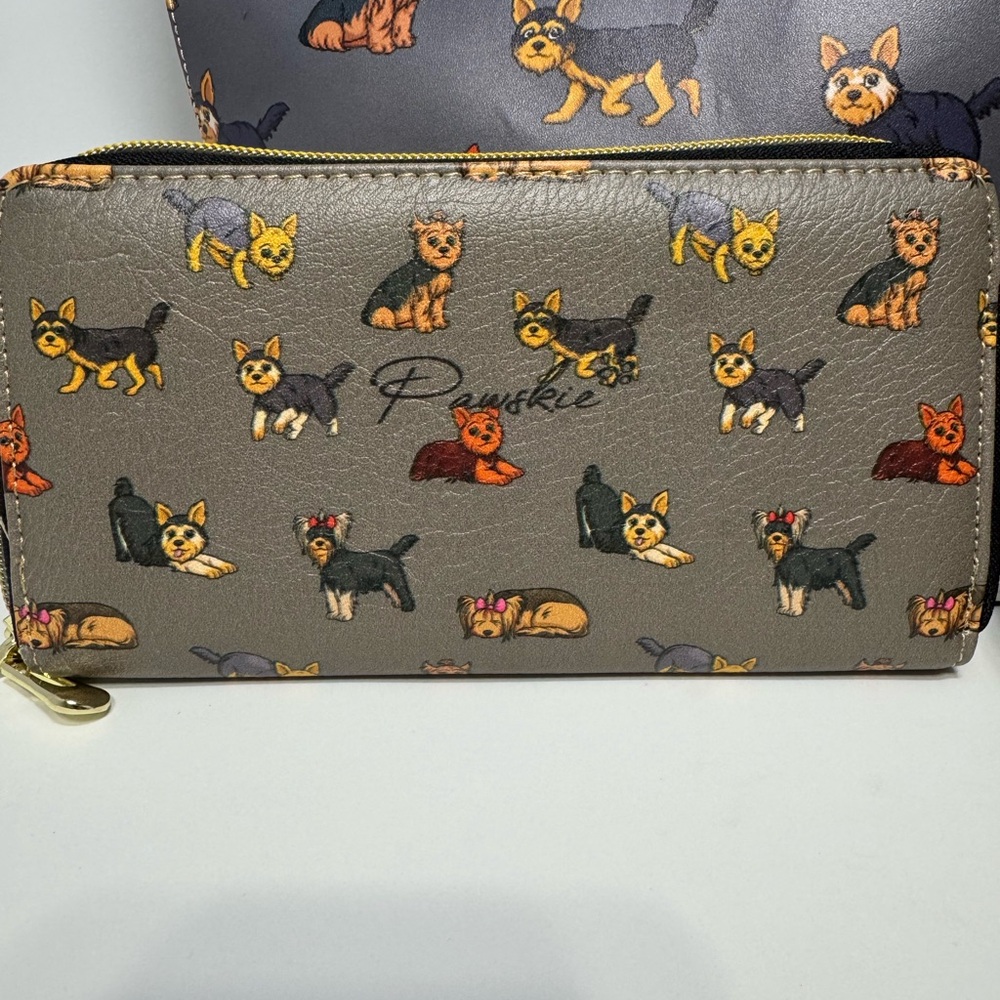 Lerue L Yorkie Terrier Handbag Tote Cute Dogs Lined Grat With Purse And Wallet - Picture 4 of 14